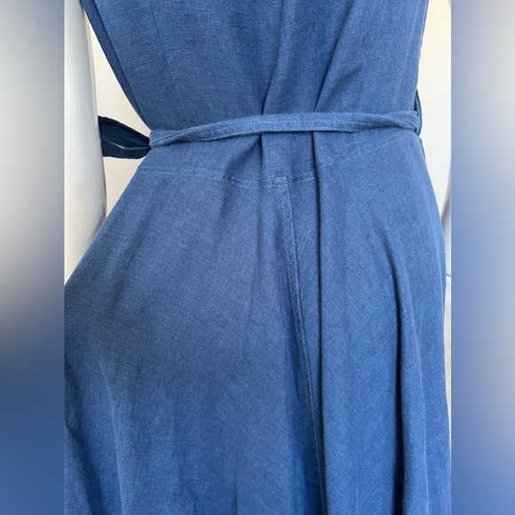 New Ralph Lauren Midi 100% Linen Navy Dress (8) - Picture 10 of 16